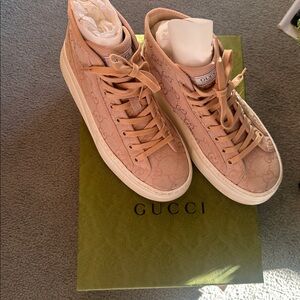 Gucci Women's Beige Lace-Up Sneakers